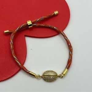 Orange 18k gold plated handmade bracelet. Gift for the holidays